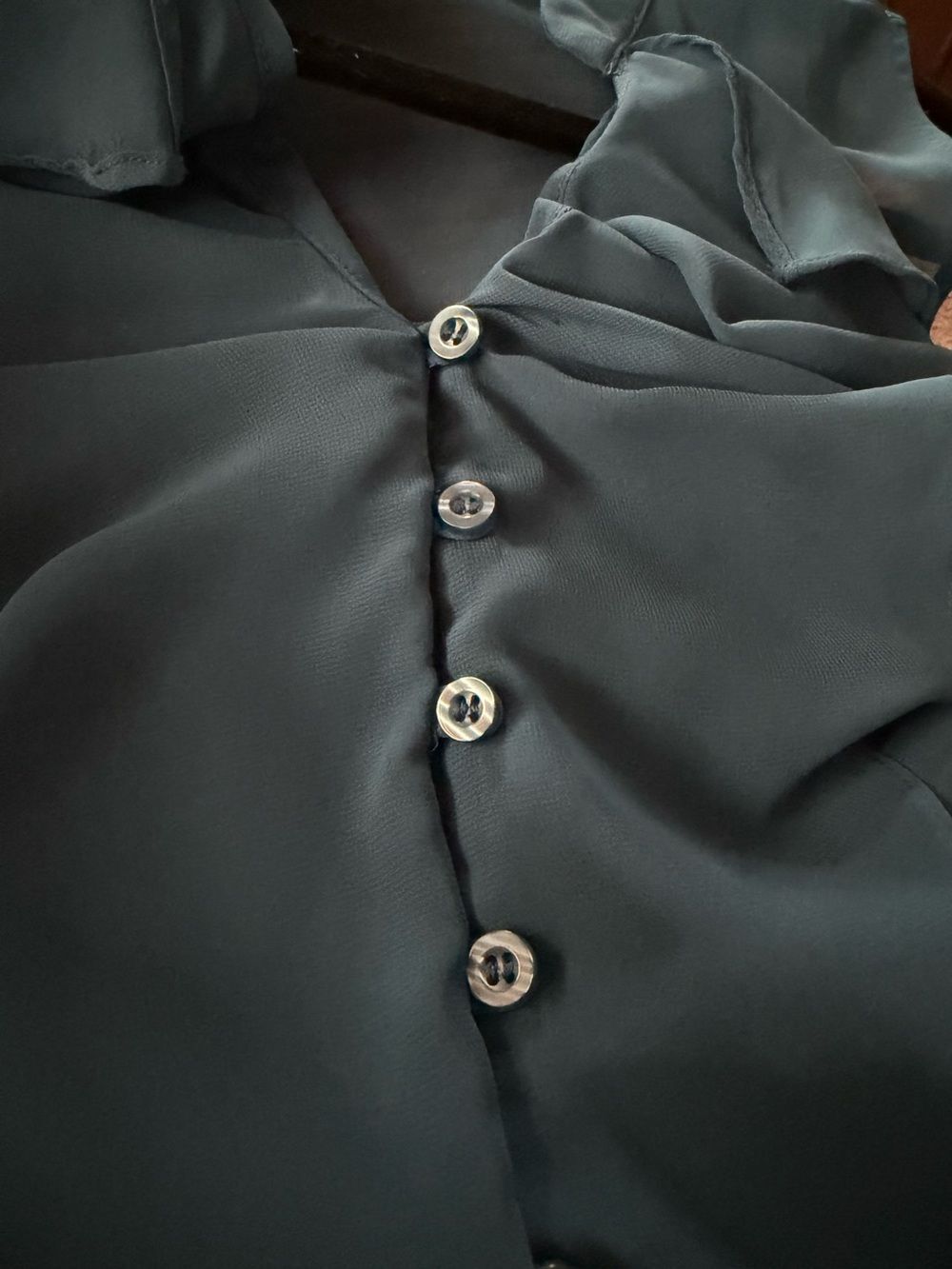 Mine Button Down Ruffle Front Blouse - Picture 4 of 7
